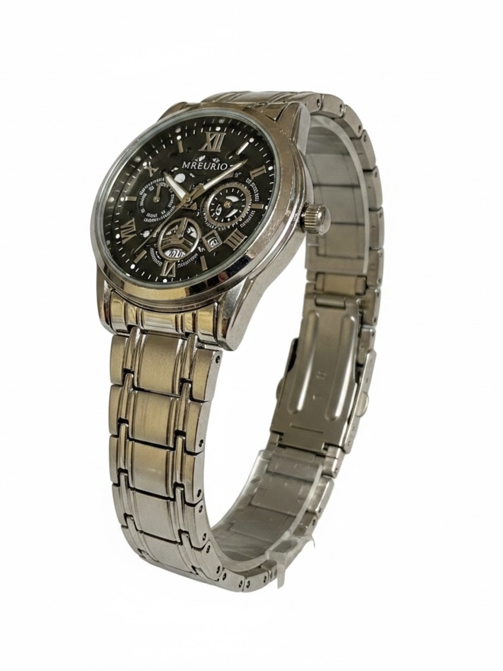 Mreurio Men’s Silver Stainless Steel Watch with Black Dial NWOT